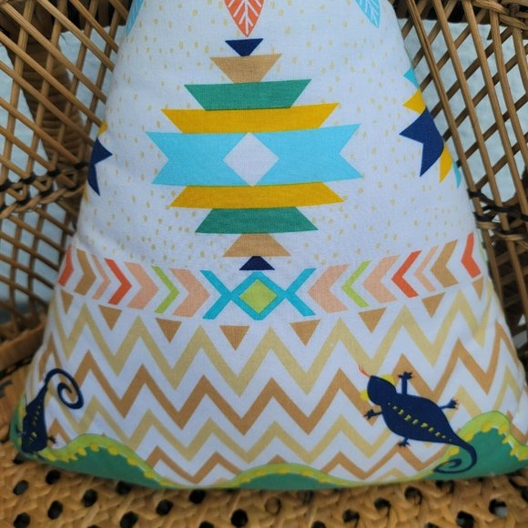 Tribal Triangle Throw Pillow with Lizards - Picture 2 of 5